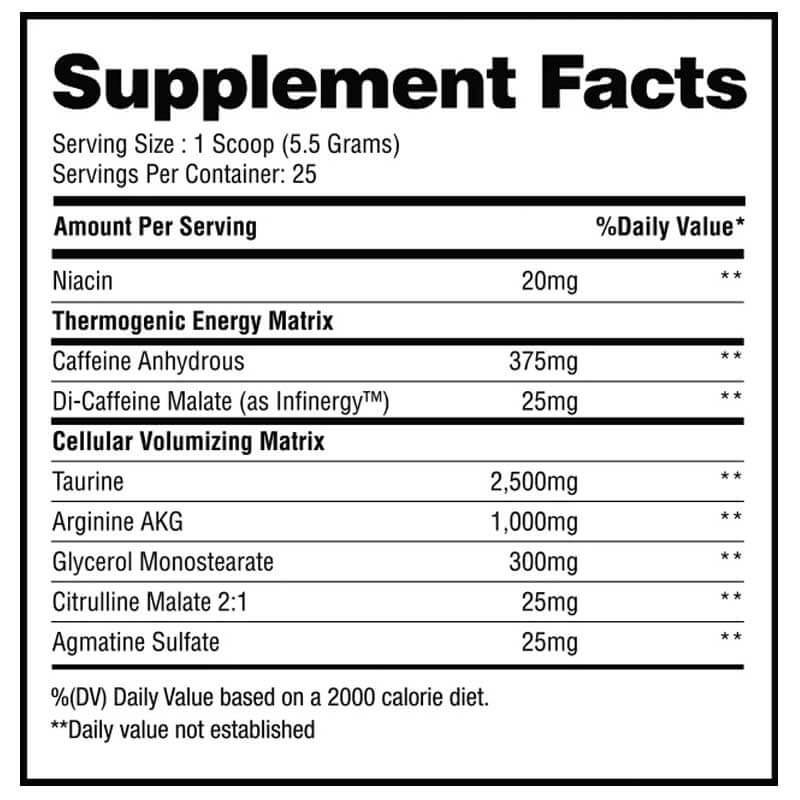 EXPLOSION PRE-WORKOUT SUPLLMENT FACTS